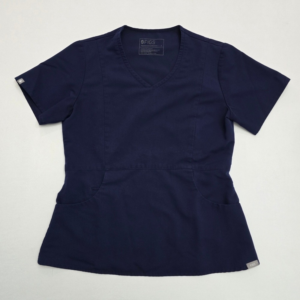 FIGS Aburi Scrub Top Kangaroo Pocket Navy Blue Womens Small W20SW1036